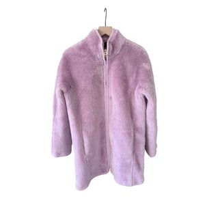 J.Crew RARE Pink Mauve Faux Fur Teddy Coat Zip Front Plush Jacket Size XS